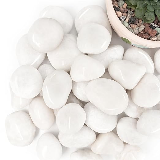 9lb White River Rocks for Plants, 1-3 Inch Pebbles for Indoor Plants, Polished Garden Rocks Outdoor Landscaping, Decorative Stones for Vases, Succulents, Aquarium, Walkways
