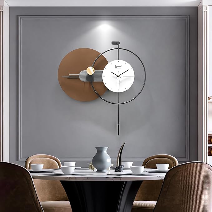 Large Modern Wall Clock for Living Room, Decorative Silent Battery Operated
