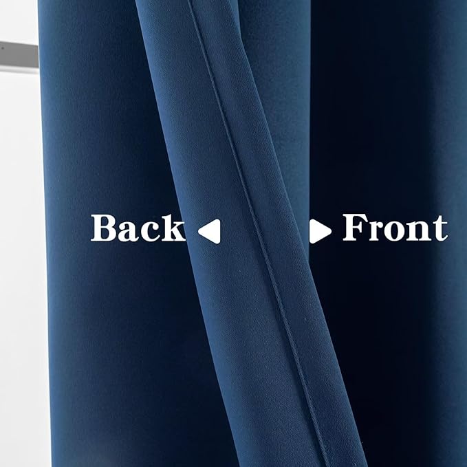 IGEMAEVE Navy Blue Blackout Curtains 96 Inch Length 2 Panels Set, Grommet
