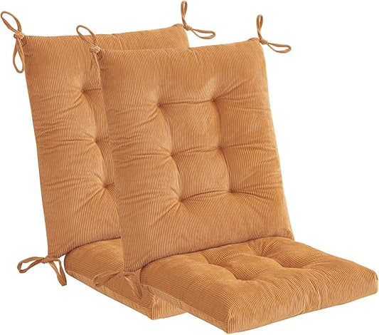 Outdoor Patio Cushion, Rocking Chair Cushion, Tufted Pads, Set of Upper and Lower with Ties Pack of 2 (2 Sets) - Back 20"Ã17", Seat 17"Ã17" (Khaki)