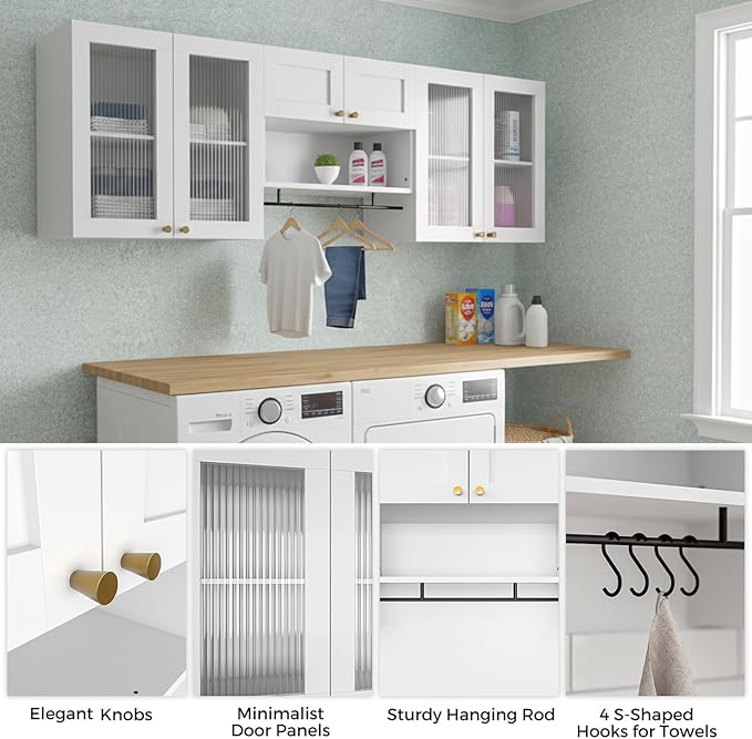 70.8"L Wall Mounted Laundry Room Cabinet Set