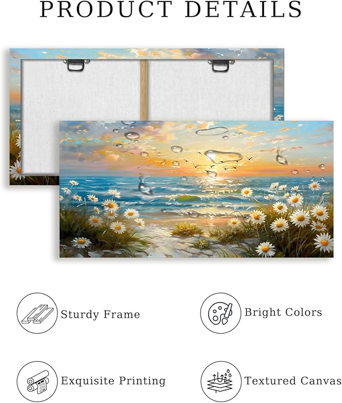 SERIMINO Large Canvas Wall Art Prints, Ocean Sunset Landscape Canvas Prints