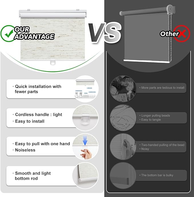 Customize Cordless Roller Shades Blackout Blinds