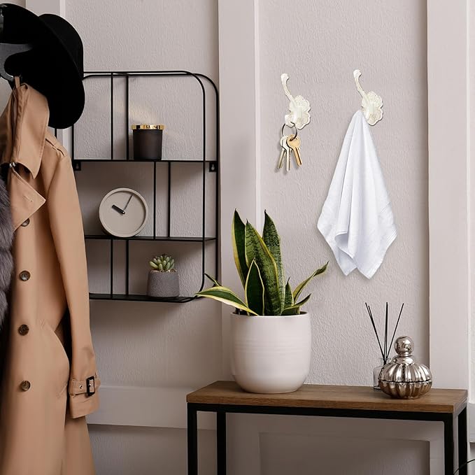 Zonon 8 Pcs White Wall Hooks Set Vintage Coat & Towel Hooks