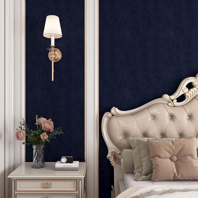 YENHOME Self Adhesive Blue Felt Fabric Wallpaper Peel and Stick 17.7"X118" Blue