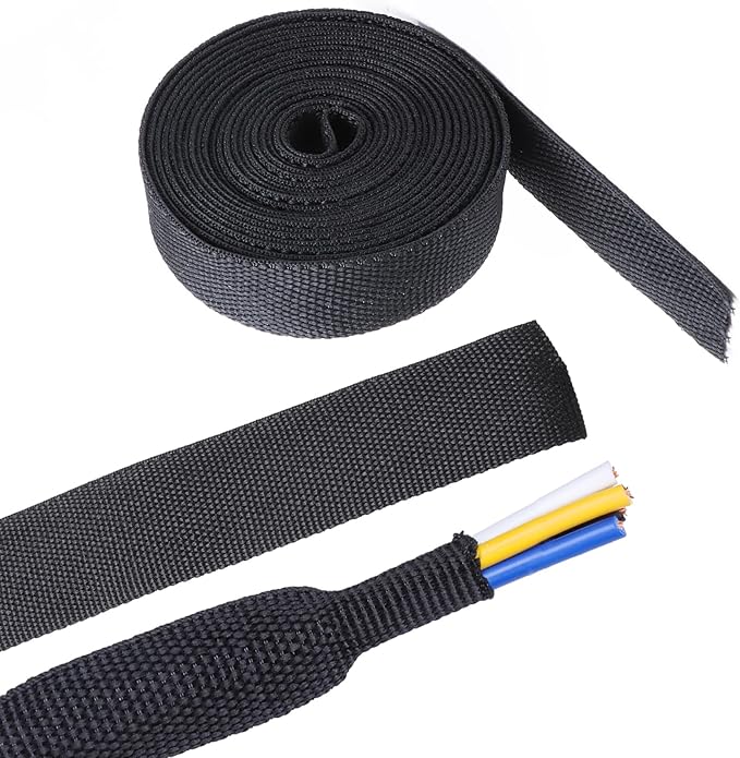 2 in 1 Heat Shrink Braided Sleeving Fabric Tubing-Ideal fit Irregular Shape Hose/Cable/Wire (1/2"(12mm), 22FT)