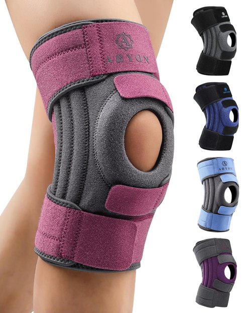 ABYON Knee Brace - Adjustable Support for Meniscus Tear & ACL Injuries | Triple Side Stabilizers, 360ÃÂ° Wraparound Strap