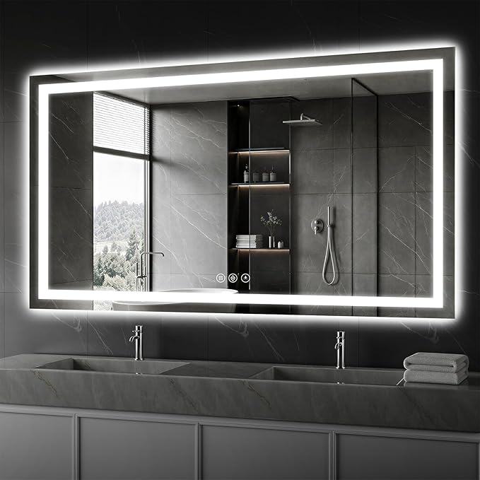 Koonmi 60"x36" LED Mirror for Bathroom, 90CRI Anti-Fog Vanity Mirror