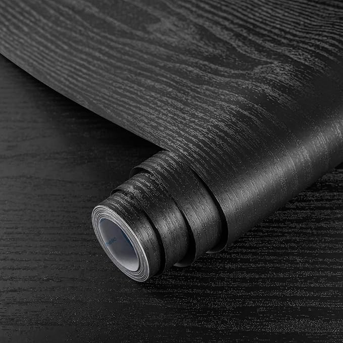 practicalWs Black Wood Contact Paper 17.7'' x 787.4'' Peel and Stick Wood