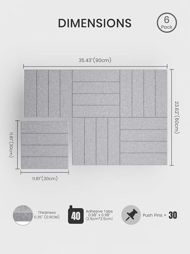 Bumusty Large Cork Board Alternative-36 x 24" Felt Bulletin Board Tiles