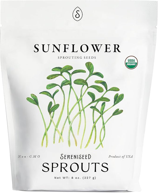 Organic Sunflower Sprout Seeds (8 oz) â Non-GMO, Heirloom Seeds for Sprouting and Microgreens