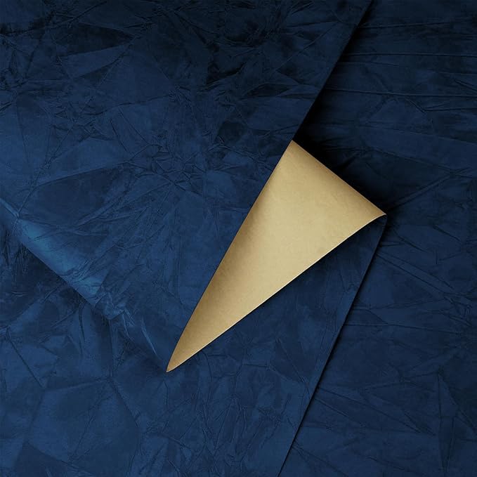 YENHOME 30"X393" Self Adhesive Blue Felt Fabric Wallpaper Peel and Stick Blue