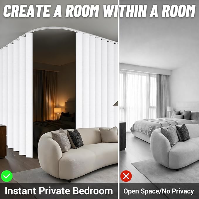 Room Divider Curtain Sets with Flexible Ceiling Track, Privacy Soundproof