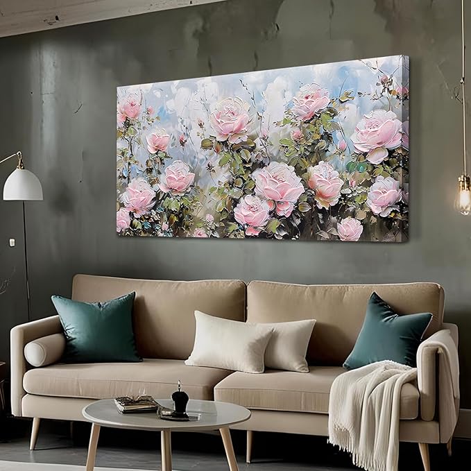 Ardemy Flower Wall Art Canvas Art Wall Decor, Floral Painting Textured Picture