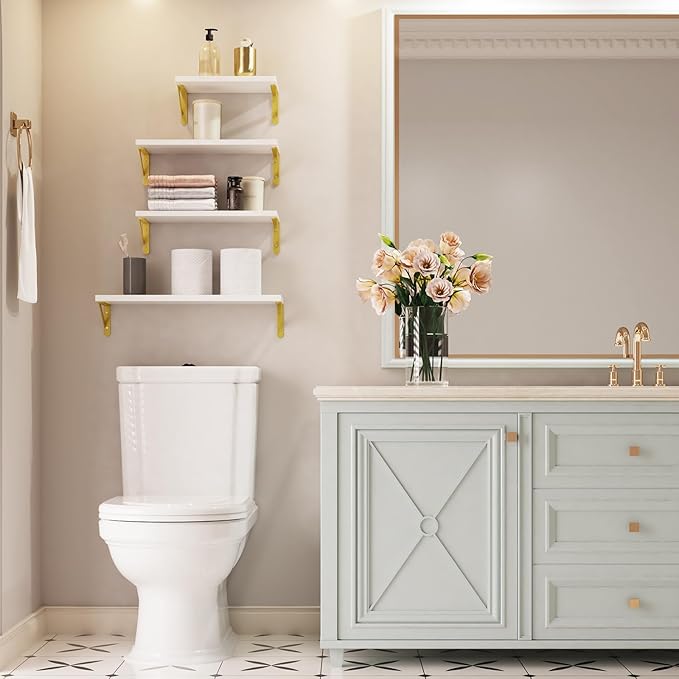 YGEOMER White Shelves for Wall, Different Sizes Wall Floating Shelves for