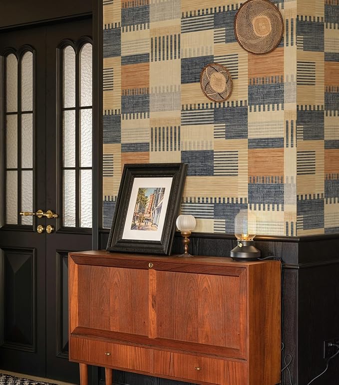 Retro Textured Peel and Stick Wallpaper Geometric Patchwork Color Mosaic