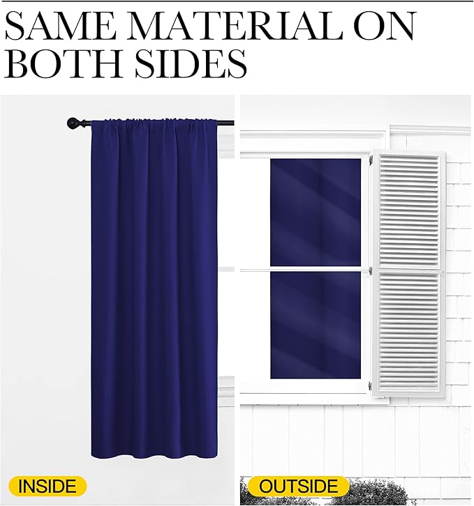 NICETOWN 2 Panels Blackout Curtains, Rod Pocket Thermal Insulated Drapess