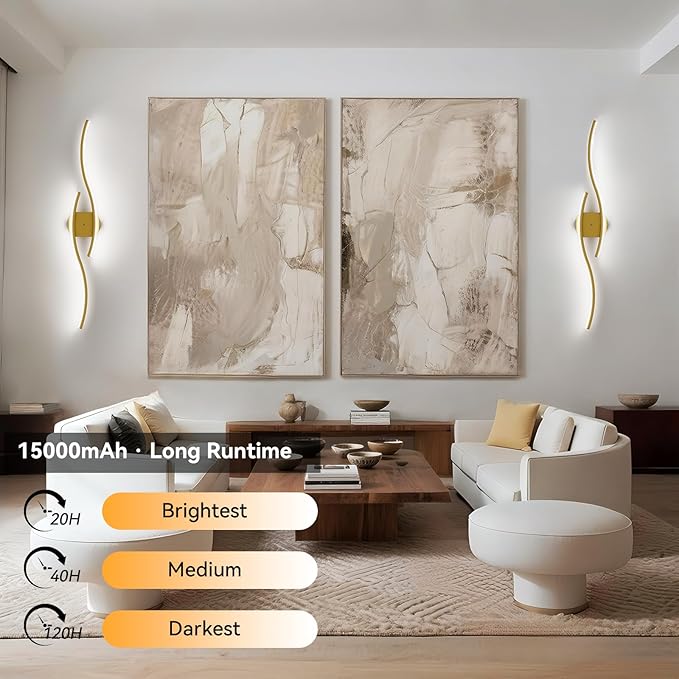hunhun Battery Operated Wall Sconces Set of Two, Wireless Wall Sconce