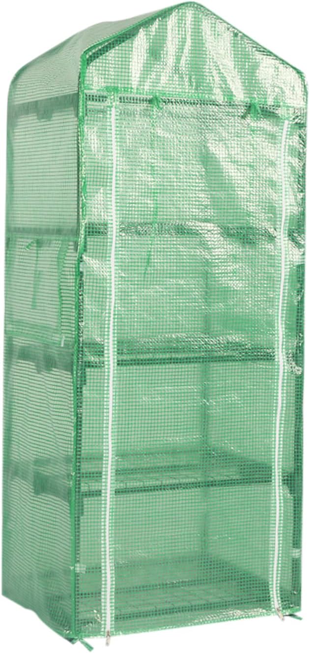 Oneness Mini 4-Tier Greenhouse, Indoor and Outdoor Reusable Portable Warm House with Green PVC Cover and Metal Shelf for Seeding in All Season, 29.5âW x 19.7âD x 62.2âH