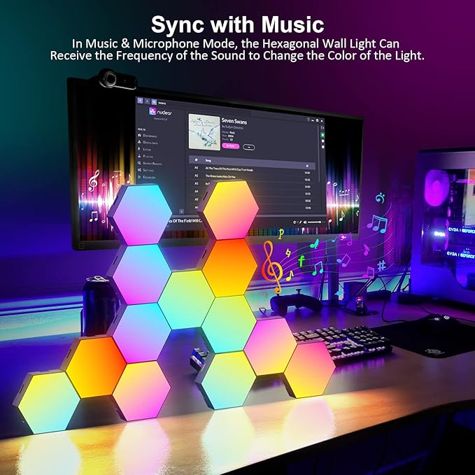 OJQ 12 Pack Hexagon Lights Wall RGB Panel