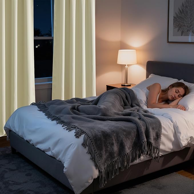 RYB HOME Bedroom Blackout Curtains 63 inches Long, 100% Blackout Thermal