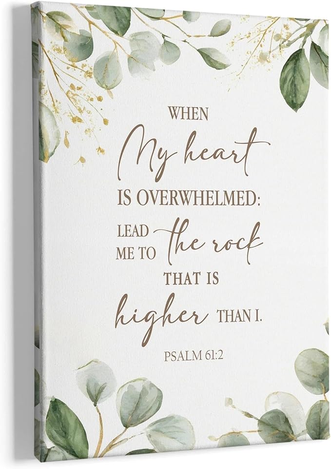 HIWX Christian Bible Verses Wall Decor, When My Heart Is Overwhelmed Religious