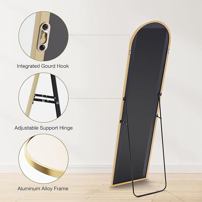 Sweetcrispy 59"x16" Arched Full Length Mirror, Leaning or Standing Full Body