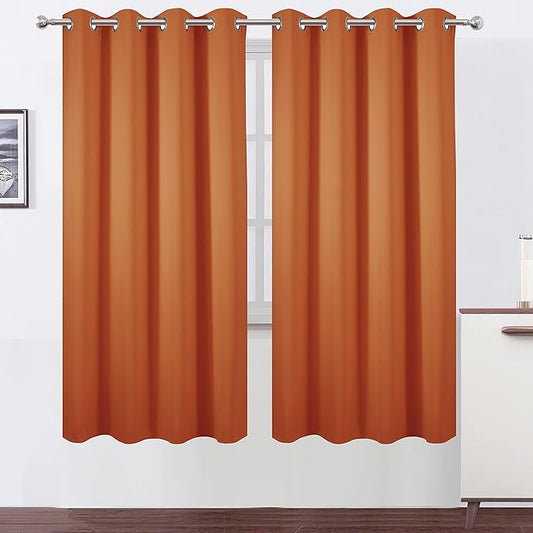 LEMOMO Orange Thermal Blackout Curtains/52 x 72 Inch/Set of 2 Panels Room