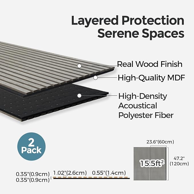 AKUMAX 4 Pack Acoustic Panels, Wood Slat