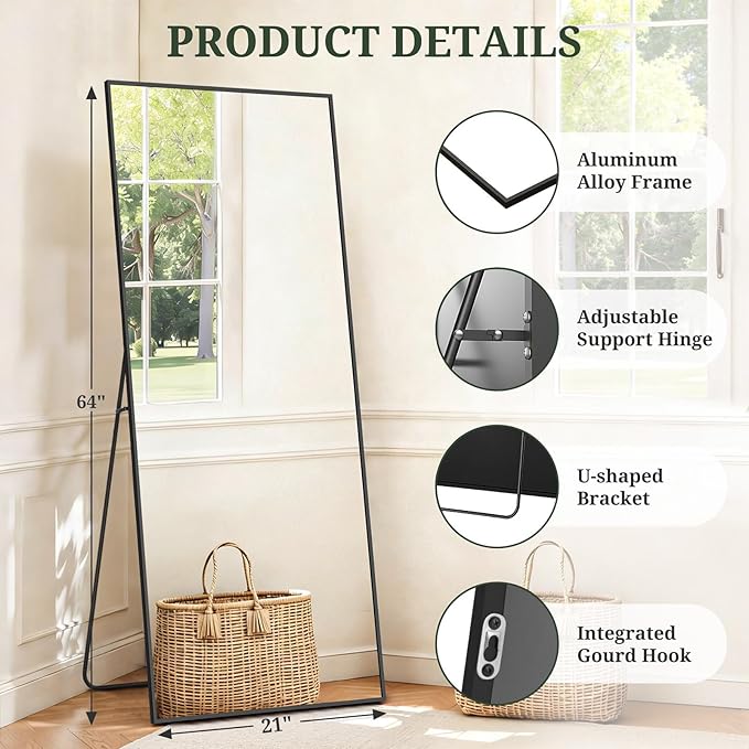 Mirror Full Length 64"x21" Full Body Floor Mirror