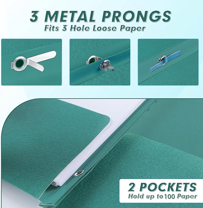 Two Pocket Folders, PANDRI 30 Pack Two Pocket Folders with Prongs, Designed for Office and Classroom, Assorted 5 Dark Colors 2 Pocket 3 Prong Folders