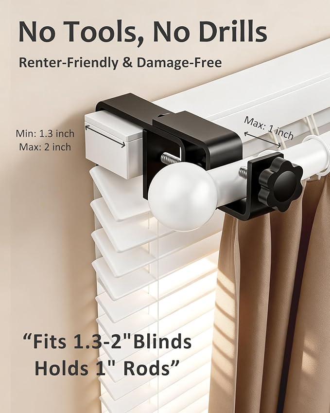 Mimiio No Drill Curtain Rod Brackets