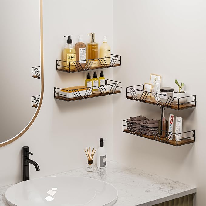Floating Shelves for Wall, 4 Sets Rustic Wall Mounted Shelves