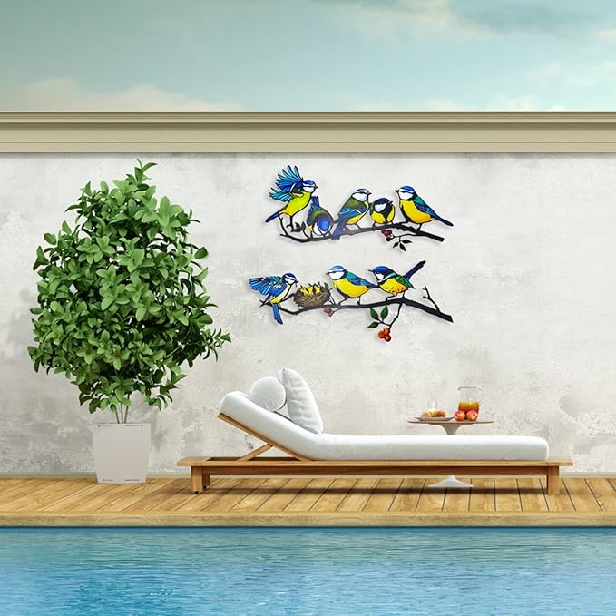 Metal Sun Outdoor Wall Art Decor+ 2025 New Metal Bird Wall Decor