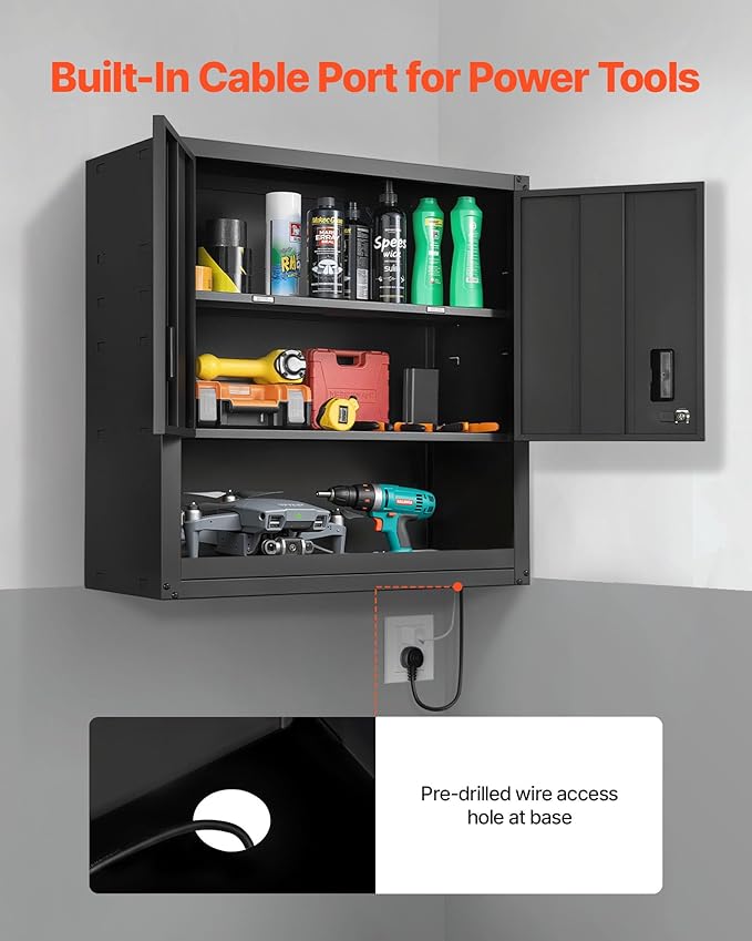 VEVOR Metal Wall Cabinet, 30W x 12.01D x 30H Inch, Steel Floating Hanging