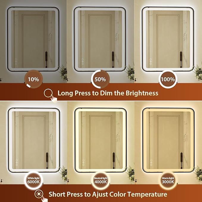 36x48 Inch LED Bathroom Mirror