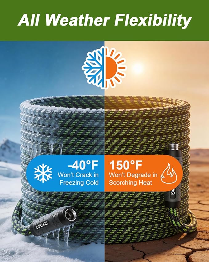 Garden Hose, Flexible Ultra Lightweight Durable, Kink-Free Water Hose with 10 Function Sprayer - Non-Shrinking, Easy to Store, All-Weather, High-Pressure (100 FT)