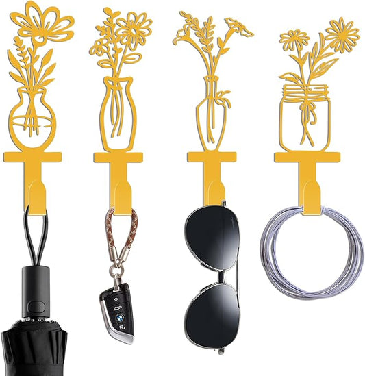 Decorative Wall Hooks, Metal Flowers Wall Decor