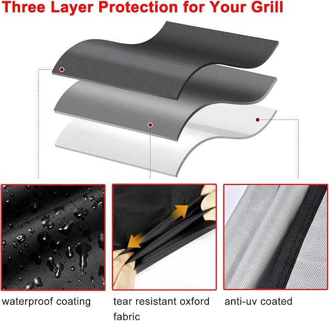 Grill Cover, 60-Inch BBQ Grill Cover Heavy Duty Waterproof UV Resistant Tear Resistant for Outdoor Grill, Compatibile for Nexgrill Brinkmann Weber Dyna-glo