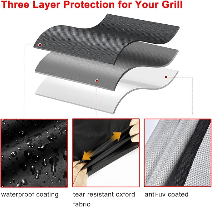 Grill Cover, 48-Inch BBQ Grill Cover Heavy Duty Waterproof UV Resistant Tear Resistant for Outdoor Grill, Compatible for Nexgrill Brinkmann Weber Dyna-glo