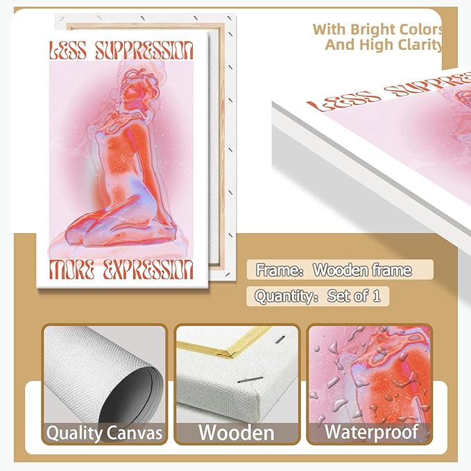 Spiritual Affirmation Art Poster Pink Woman Canvas Wall Art Aesthetic Pictures