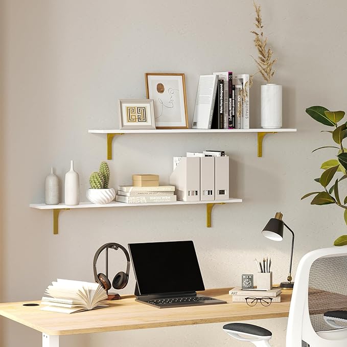 DINZI LVJ Long Wall Shelves, 31.5" Wall Mounted Shelves Set of 4, Large