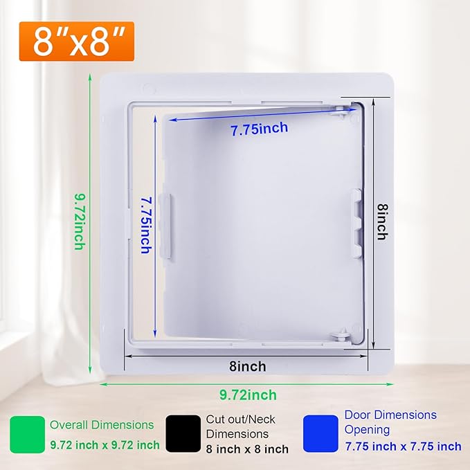 Suteck Plastic Access Panel for Drywall Ceiling 8 x 8 Inch Reinforced Plumbing