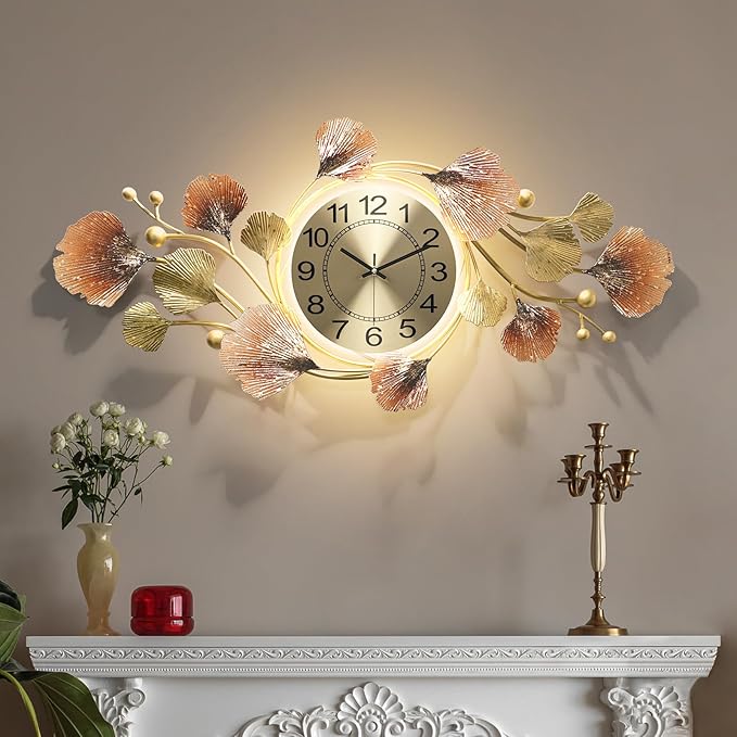 Modern 35''x20'' Metal Wall Clock Featuring a Silent Movement and Creative