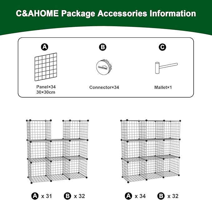 C&AHOME Wire Cube Storage, 9