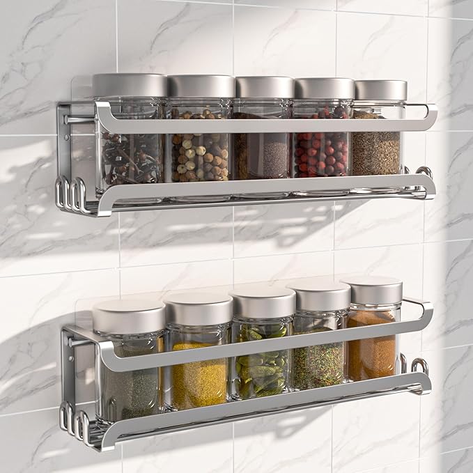 LUCYCAZ 2 Pack Wall Mounted Spice Rack