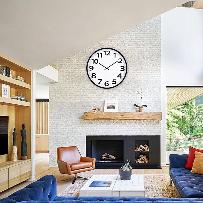 Large Wall Clock 16 Inch Silent Non-Ticking Modern Big Number Wall Clocks