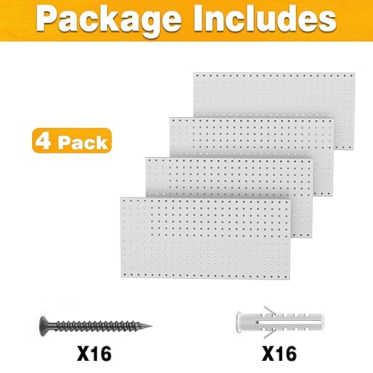 Pegboard Smith Metal Pegboard Panels 12" x 24", 4 Pack Grey Wall Mounted Tool