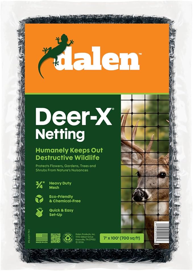 Dalen Deer-X Protective Netting for Gardens & Landscapes - 7 ft x 100 ft Black Garden Netting, 3/4-inch Mesh - Helps Deter Deer from Vegetables, Fruits & Flowers - Made of Weather-Resistant Plastic