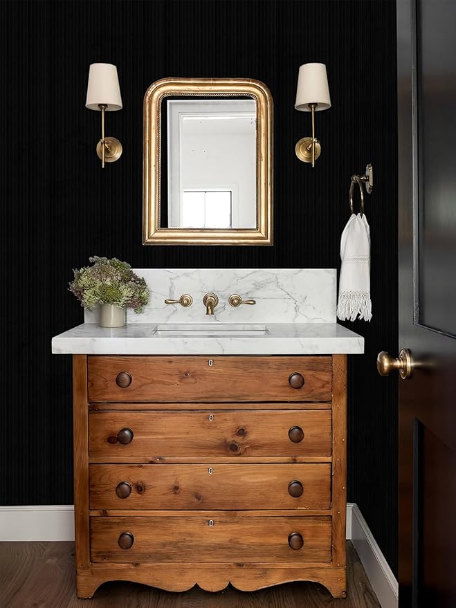 Orainege Black Wallpaper Peel and Stick Wallpaper 15.7"x196.8" Textured Contact